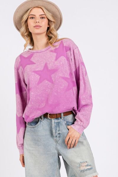 Mineral Wash Star Pattern T-Shirt