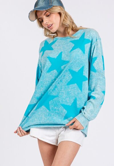 Mineral Wash Star Pattern T-Shirt