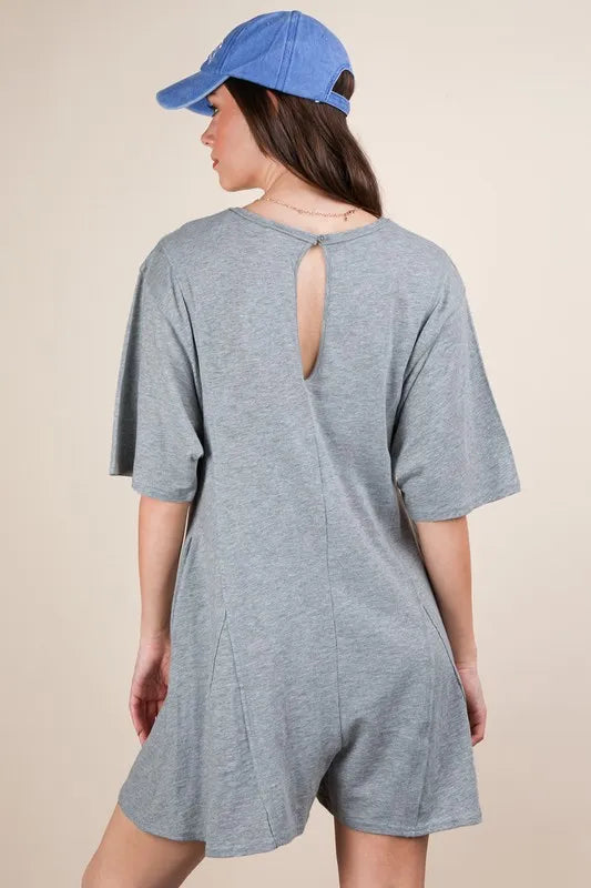 Mineral Washed Oversized Knit Comfy Romper