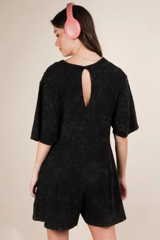 Mineral Washed Oversized Knit Comfy Romper