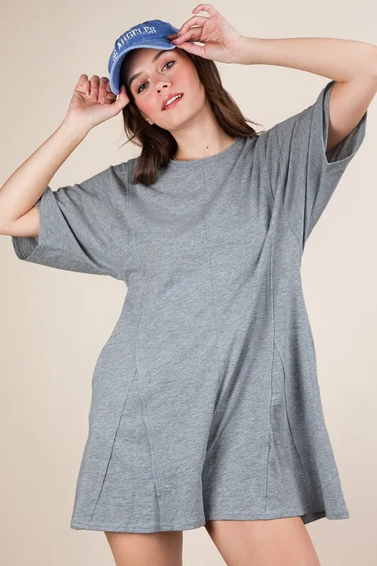 Mineral Washed Oversized Knit Comfy Romper