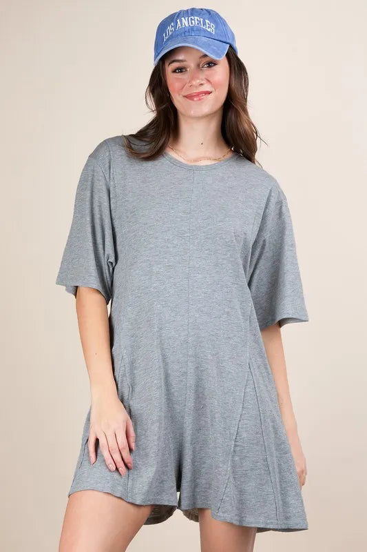 Mineral Washed Oversized Knit Comfy Romper