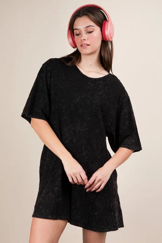Mineral Washed Oversized Knit Comfy Romper