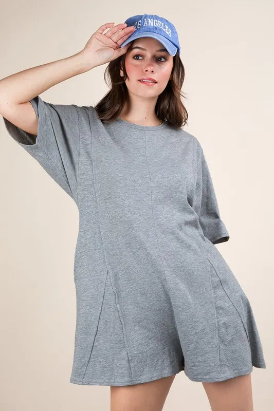 Mineral Washed Oversized Knit Comfy Romper