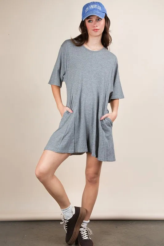 Mineral Washed Oversized Knit Comfy Romper