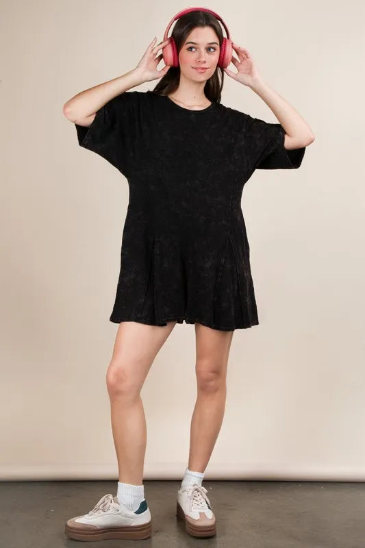 Mineral Washed Oversized Knit Comfy Romper