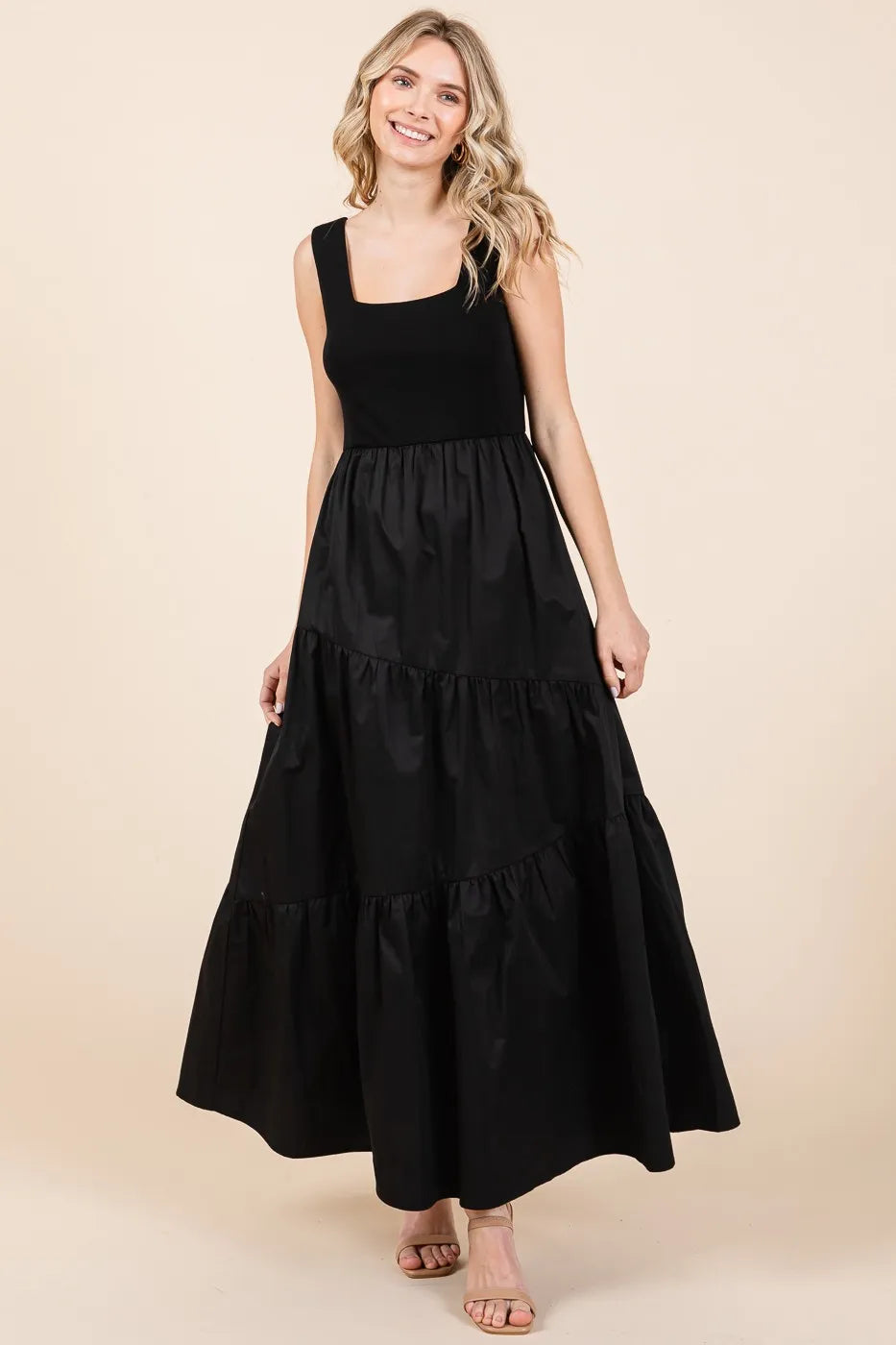 Mittoshop Mix Media Square Neck Maxi Dress.