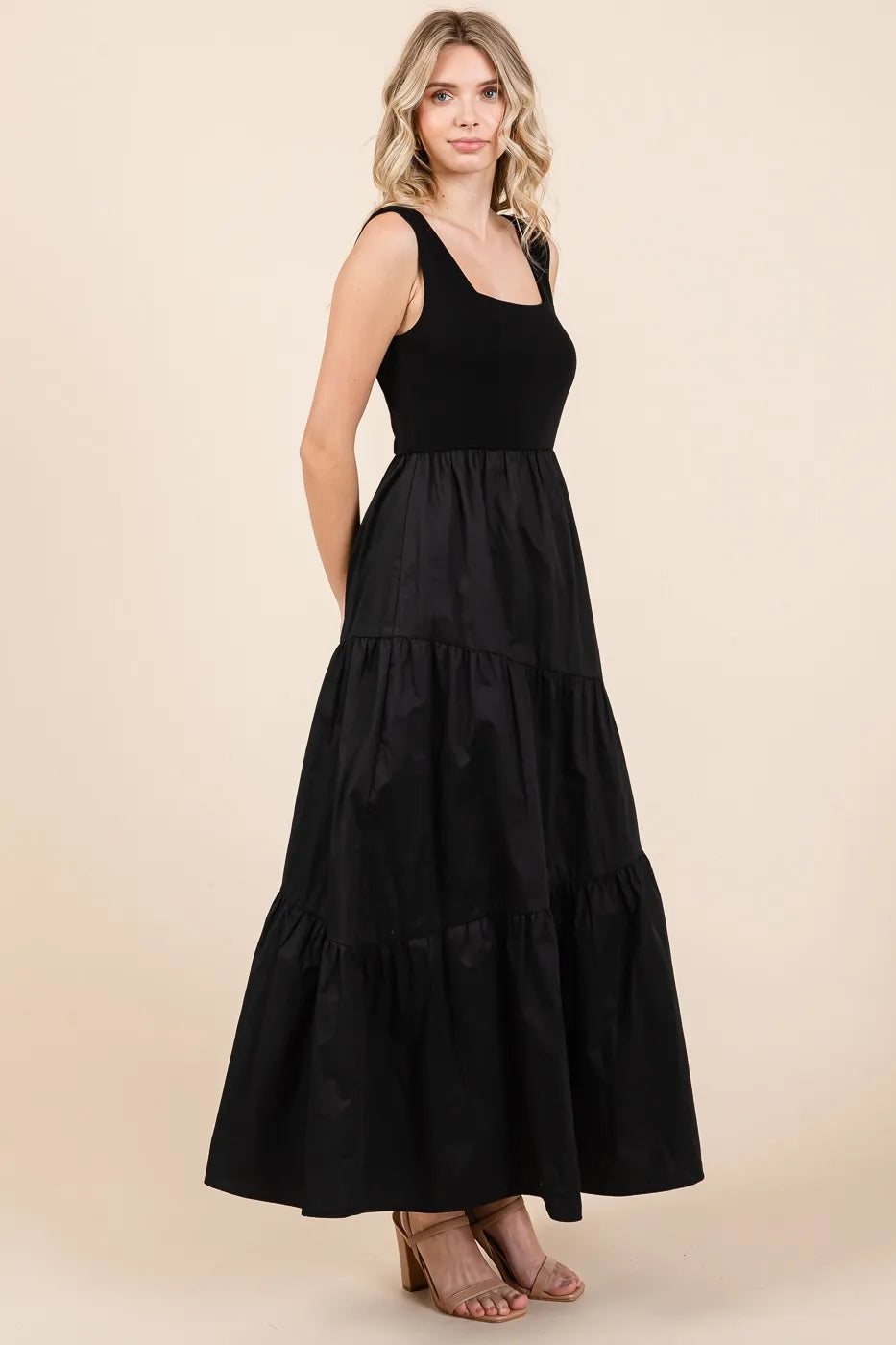 Mittoshop Mix Media Square Neck Maxi Dress.