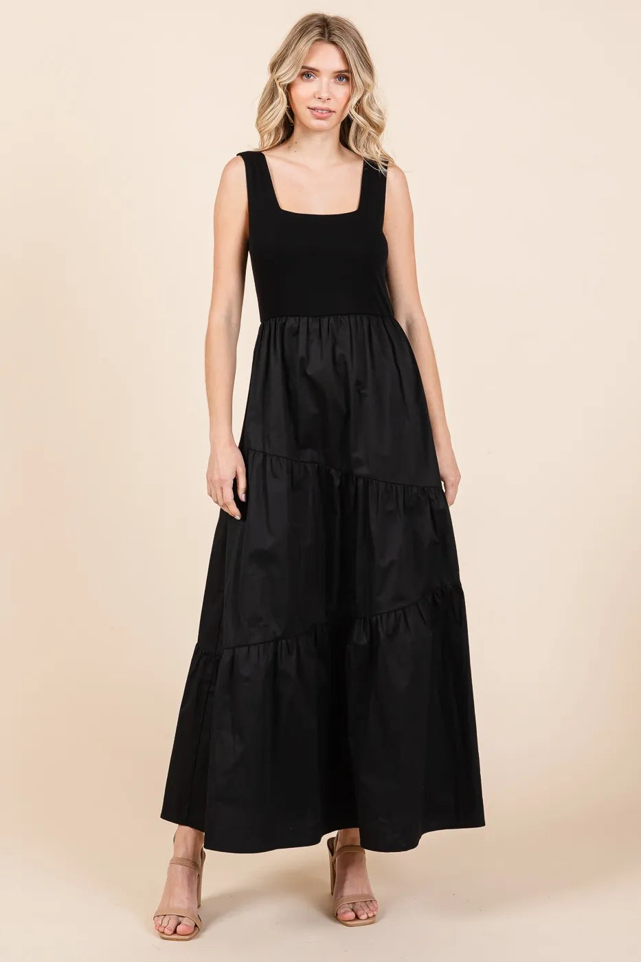 Mittoshop Mix Media Square Neck Maxi Dress.