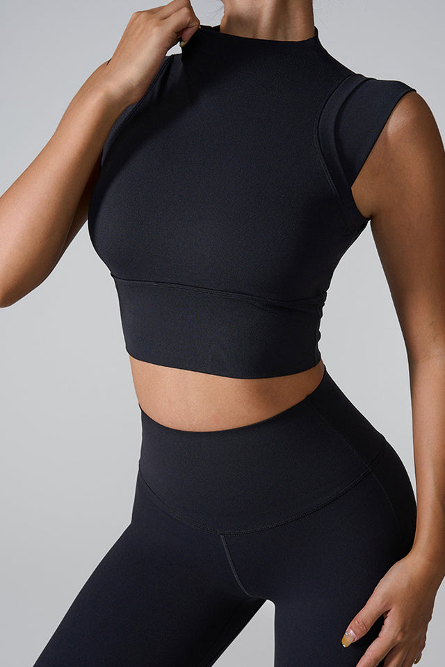 Mock neck active tank top.