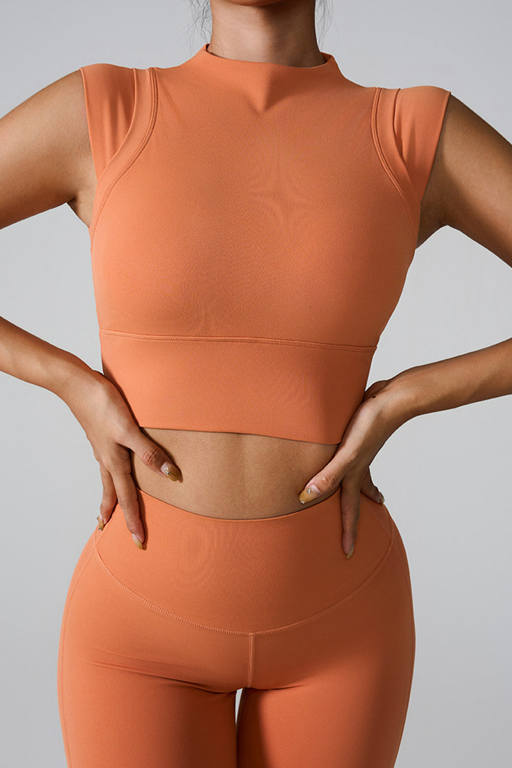 Mock neck active tank top.