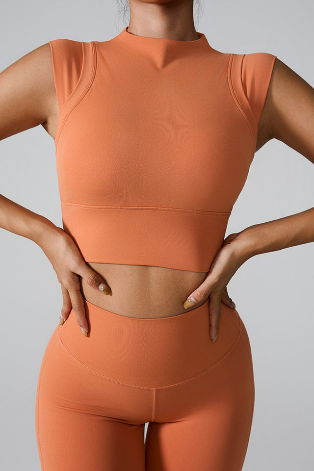 Mock neck active tank top.