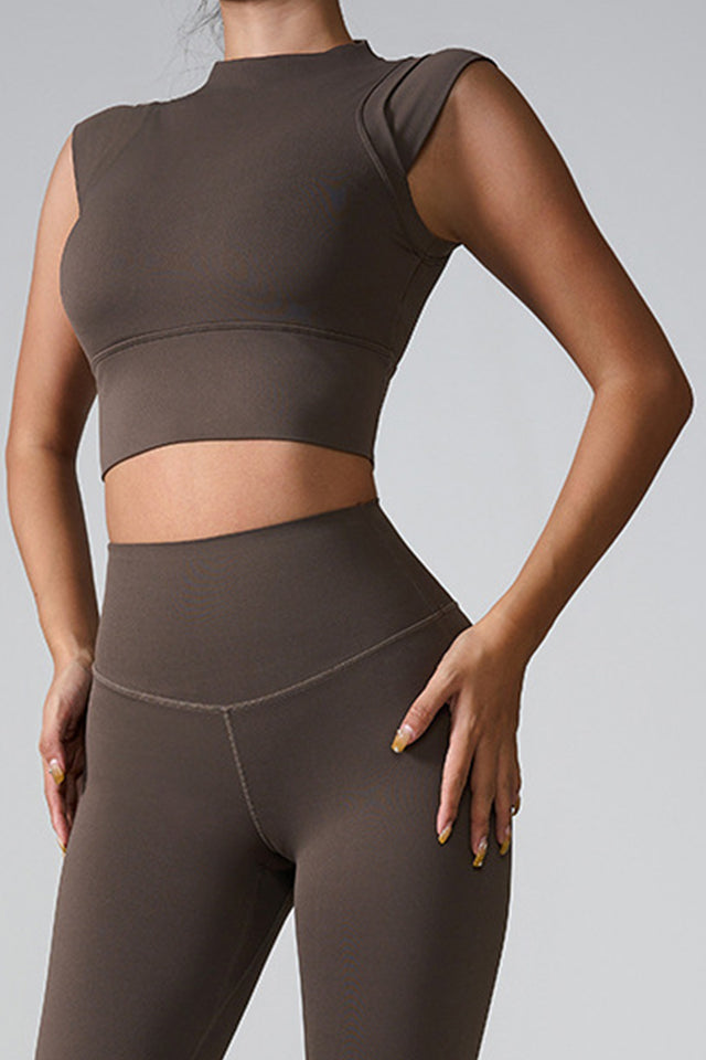 Mock neck active tank top.