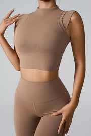 Mock neck active tank top.
