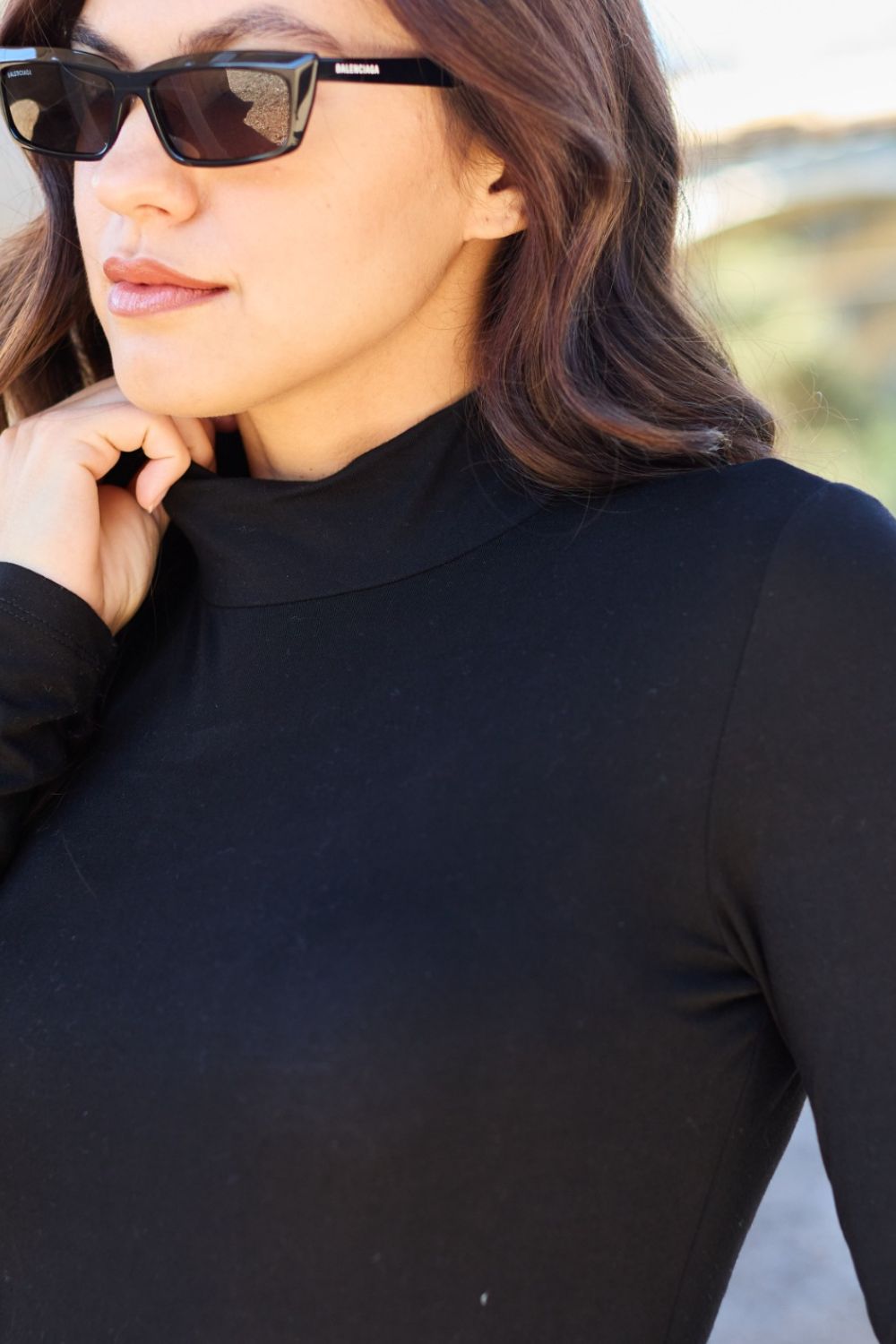 Basic Bae full size Mock Neck Long Sleeve Bodysuit.