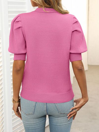Mandy Mock Neck Puff Sleeve Sweater.