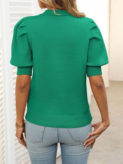 Mandy Mock Neck Puff Sleeve Sweater.