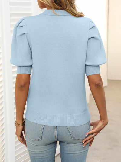 Mandy Mock Neck Puff Sleeve Sweater.