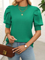 Mandy Mock Neck Puff Sleeve Sweater.