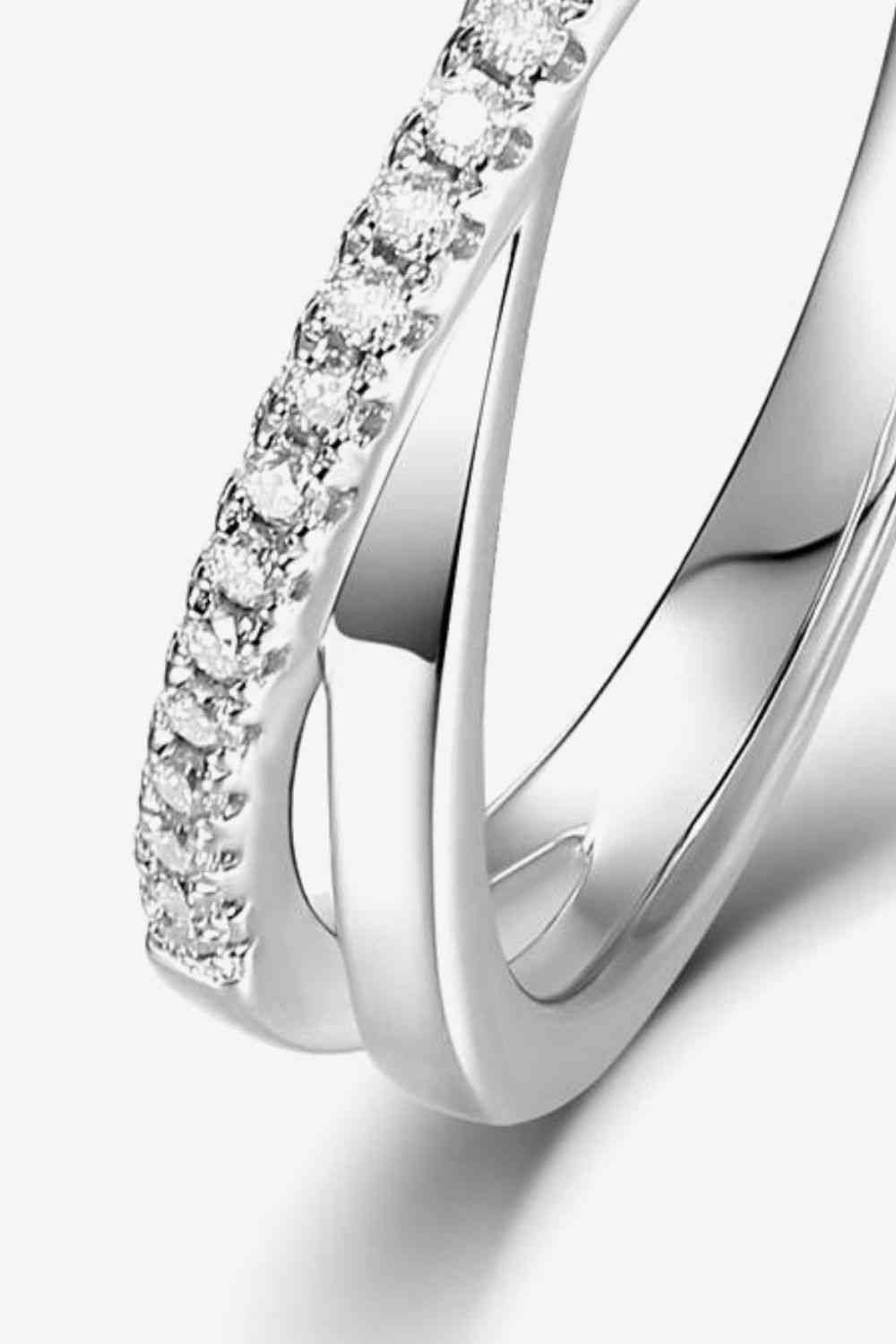 Moissanite Crisscross 925 Sterling Silver Ring