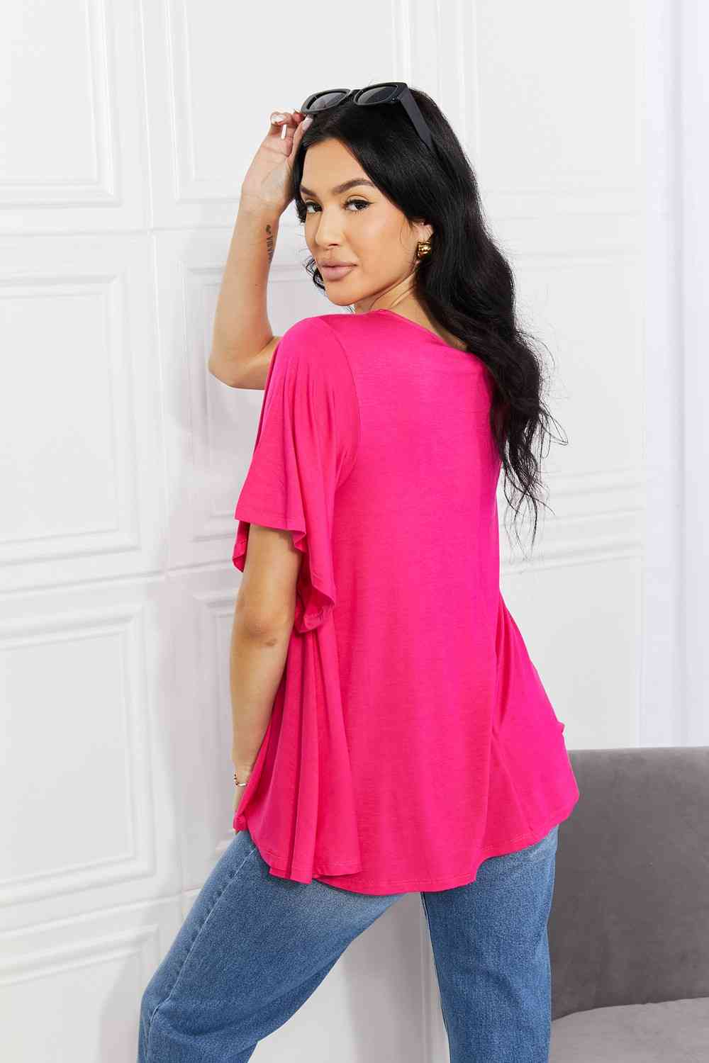 Yelete full size More Than Words Flutter Sleeve Top.