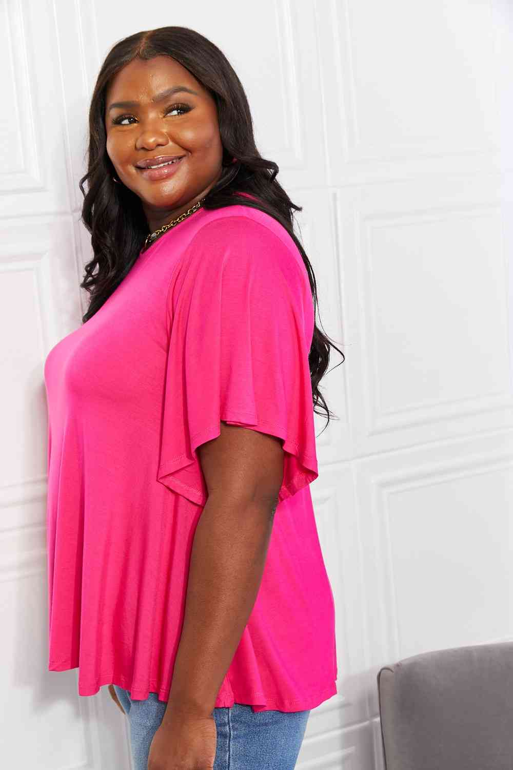 Yelete full size More Than Words Flutter Sleeve Top.