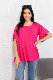 Yelete full size More Than Words Flutter Sleeve Top.