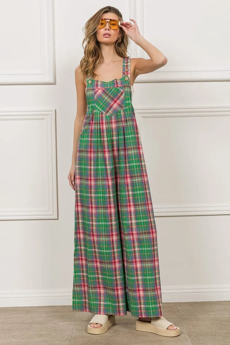 Multi Color Check Plaid Overall