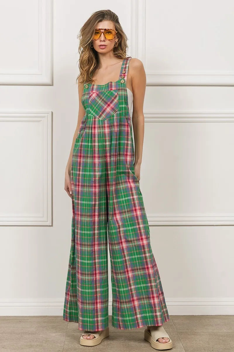 Multi Color Check Plaid Overall