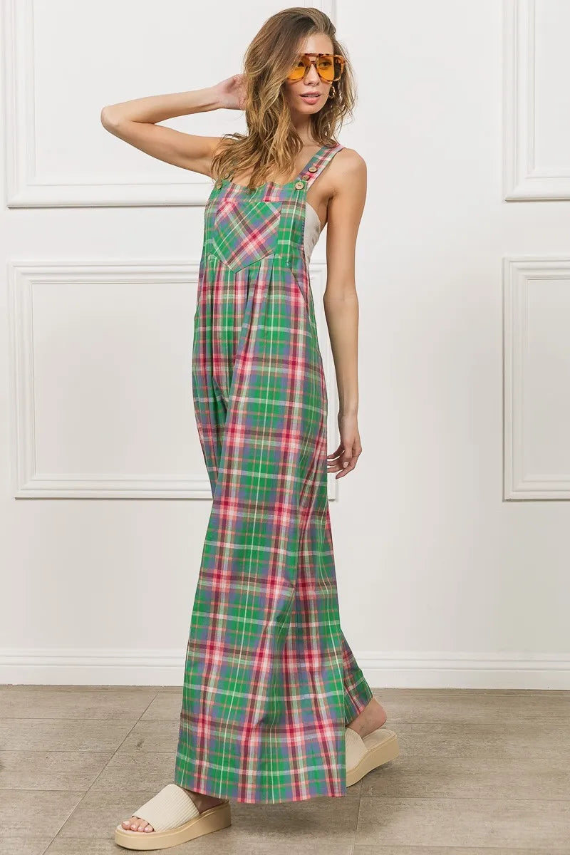 Multi Color Check Plaid Overall
