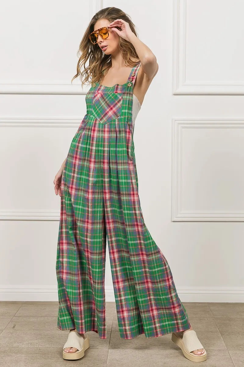 Multi Color Check Plaid Overall
