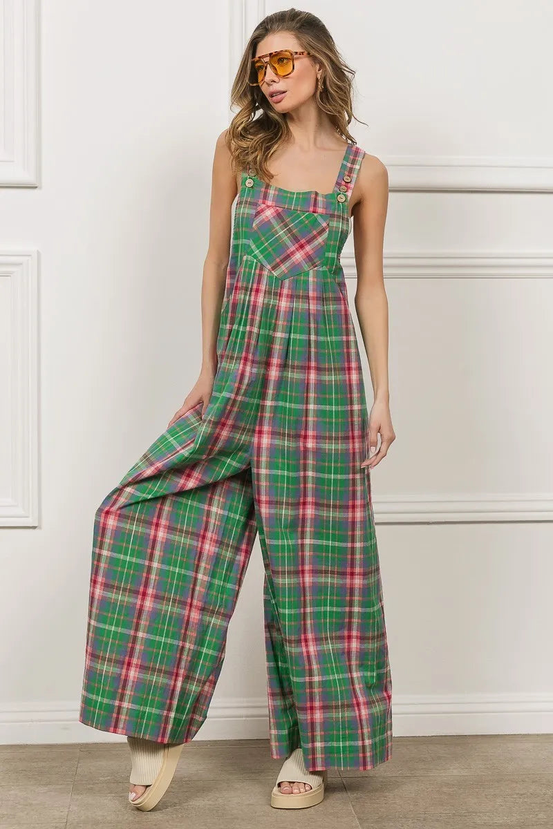 Multi Color Check Plaid Overall