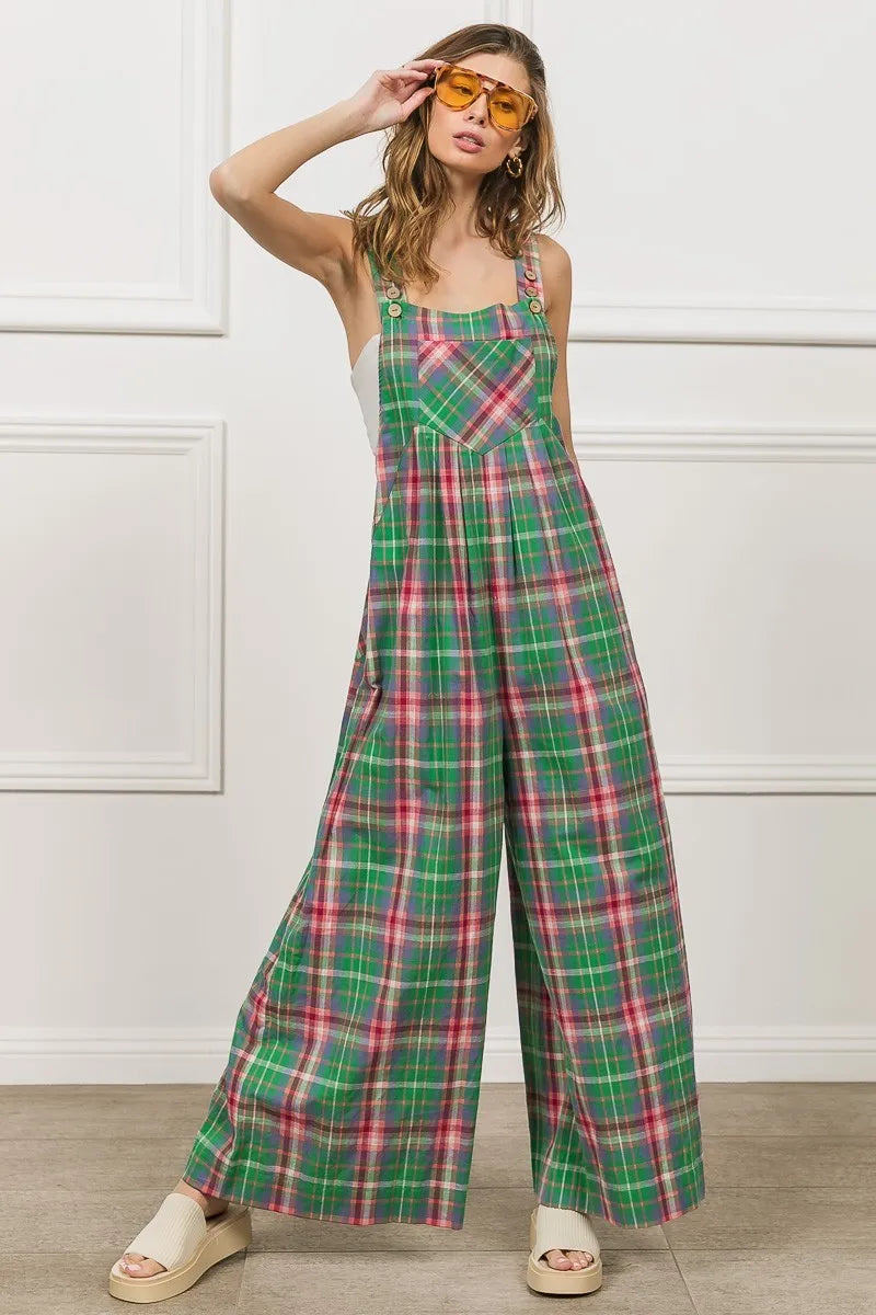 Multi Color Check Plaid Overall