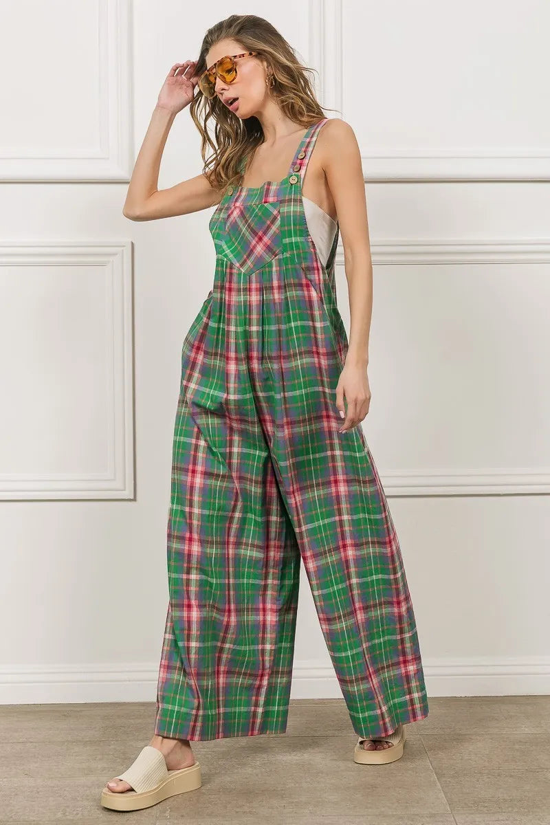 Multi Color Check Plaid Overall