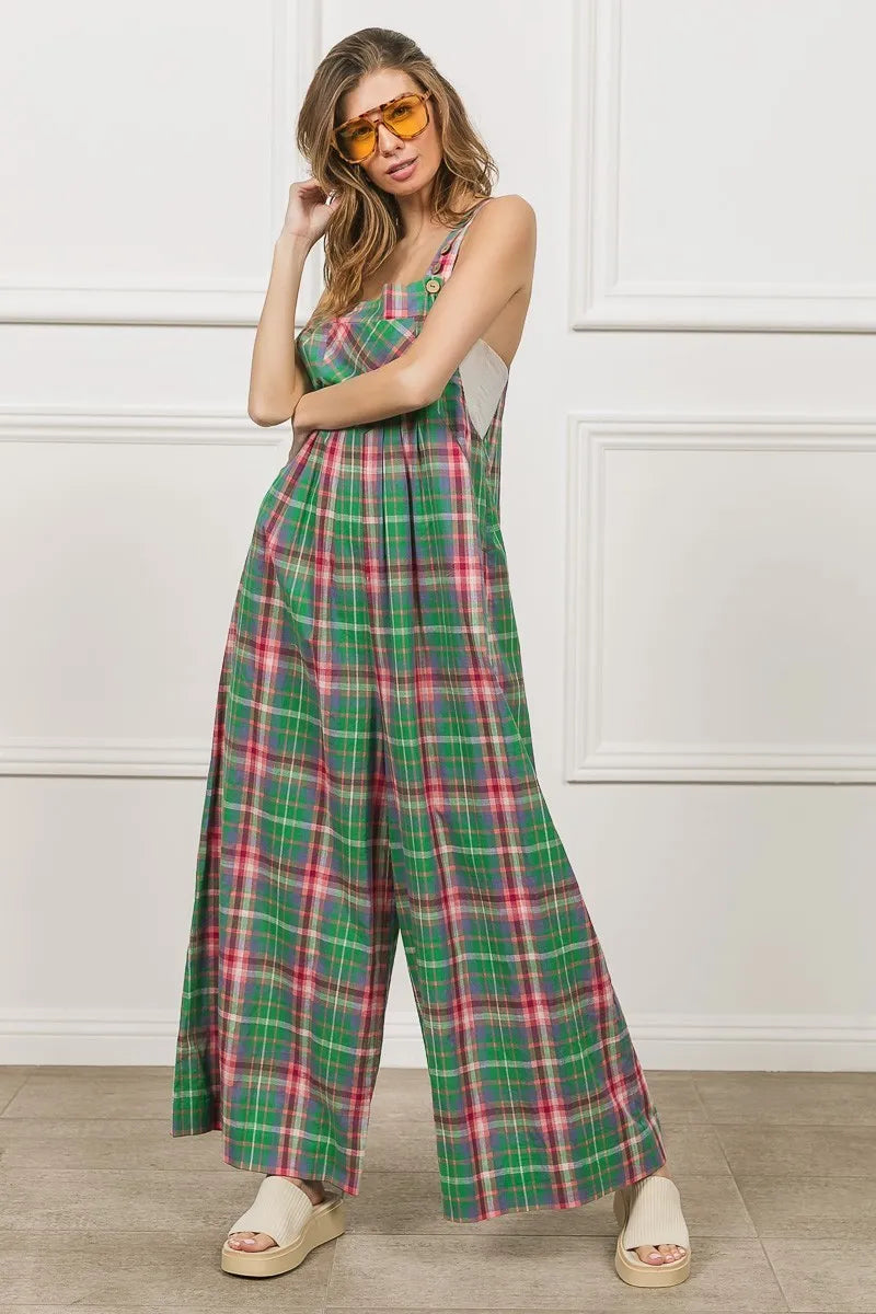 Multi Color Check Plaid Overall