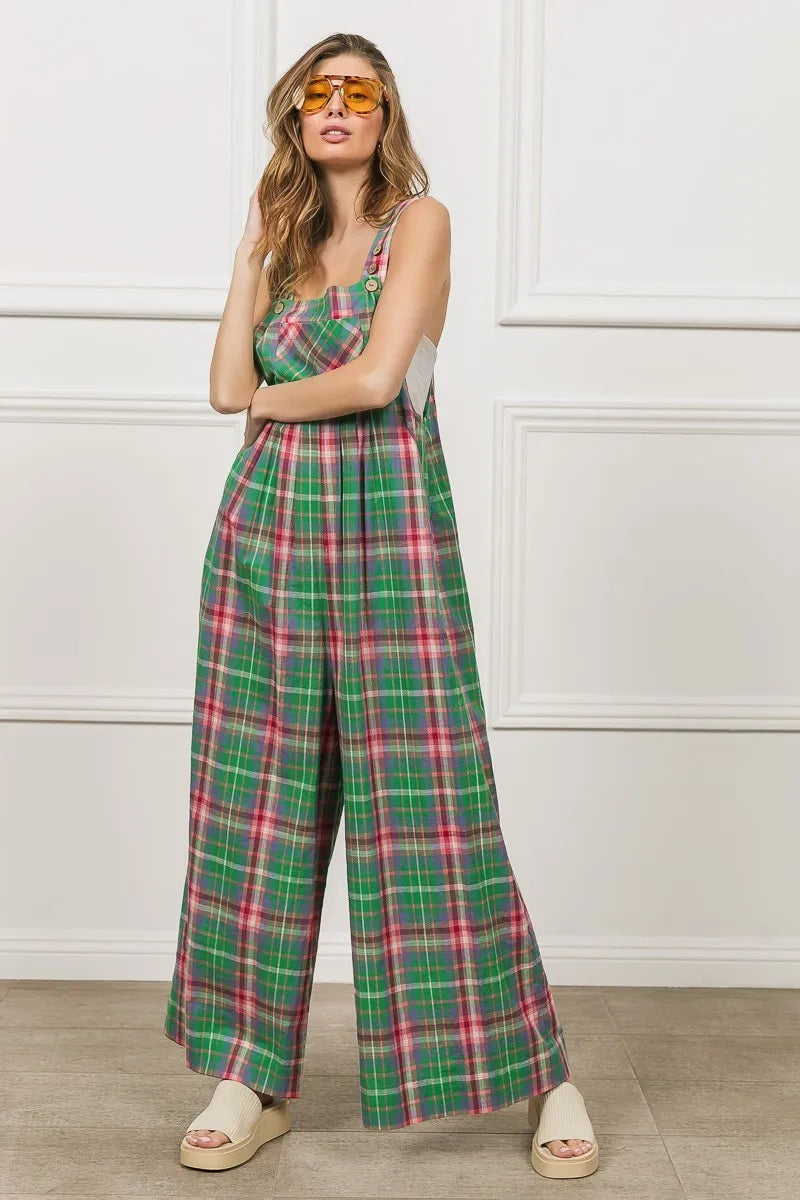 Multi Color Check Plaid Overall