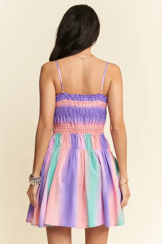 Floral Print Buttoned Front V Neck Tiered Short Sleeve Midi Dress.