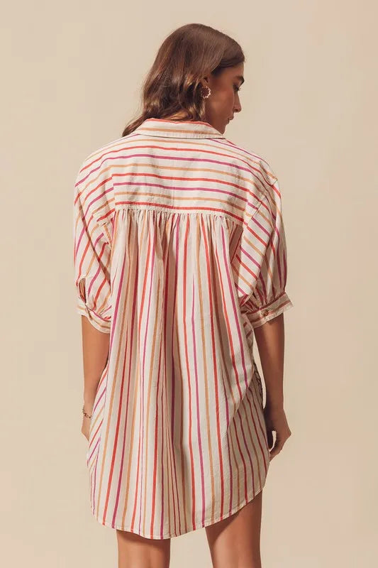 So Me Multicolored Stripe Button Down Shirt.
