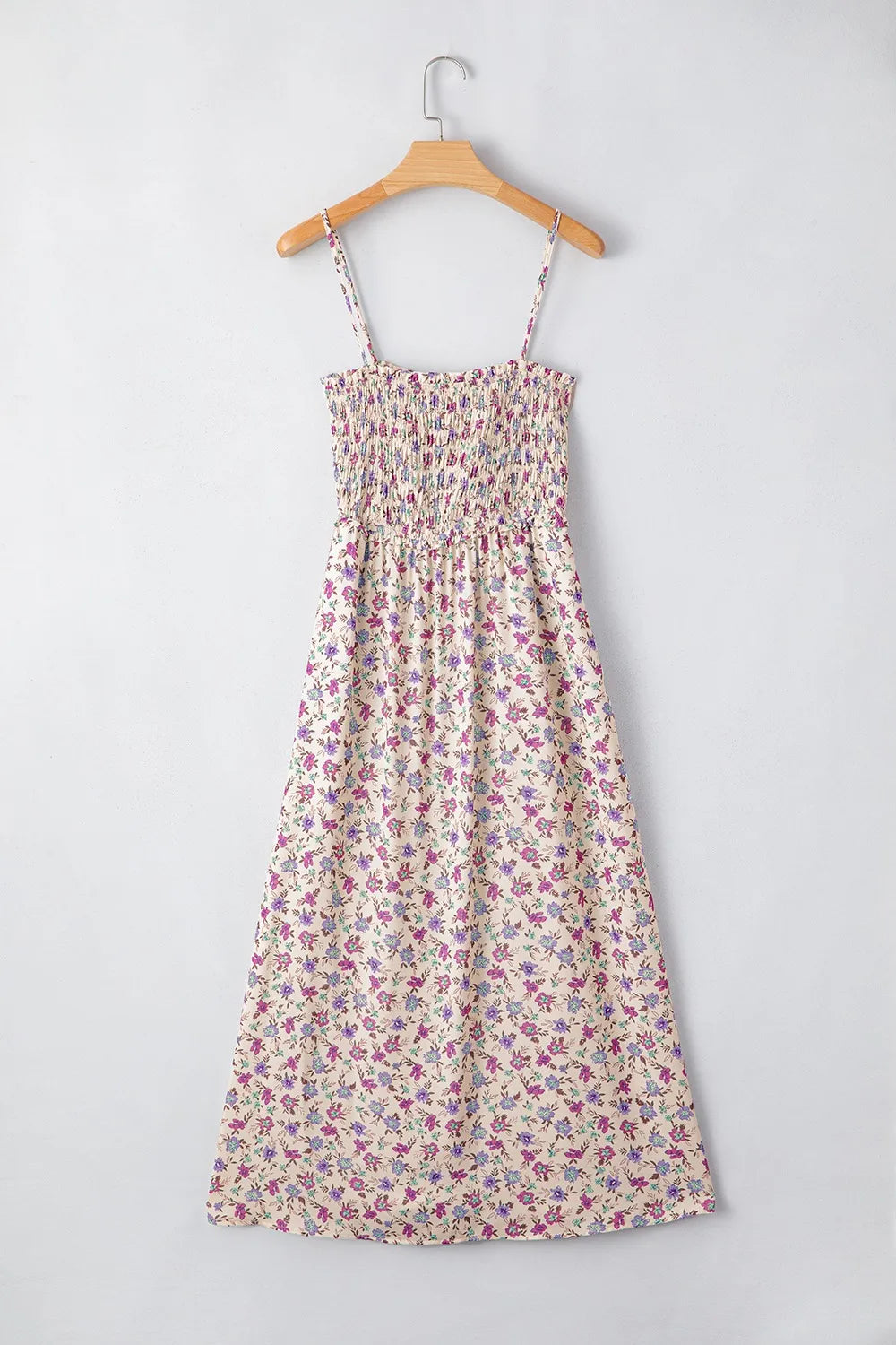 Multicolour Bohemian Ditsy Floral Smocked Fit Flare Sundress.