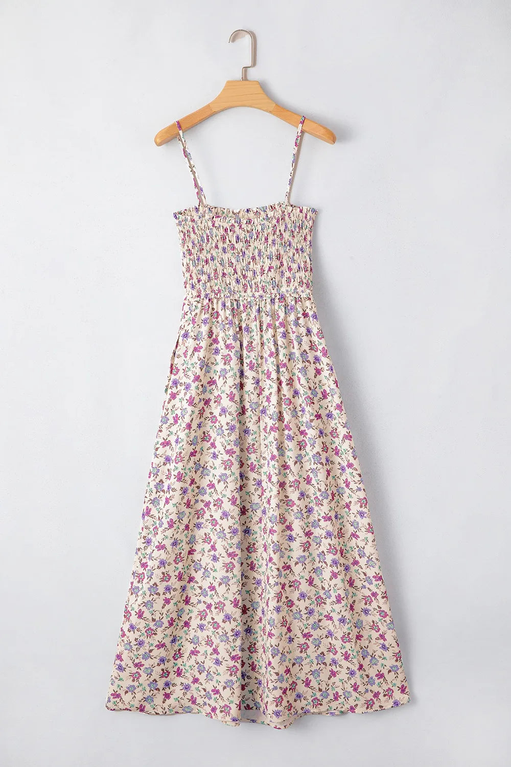Multicolour Bohemian Ditsy Floral Smocked Fit Flare Sundress.