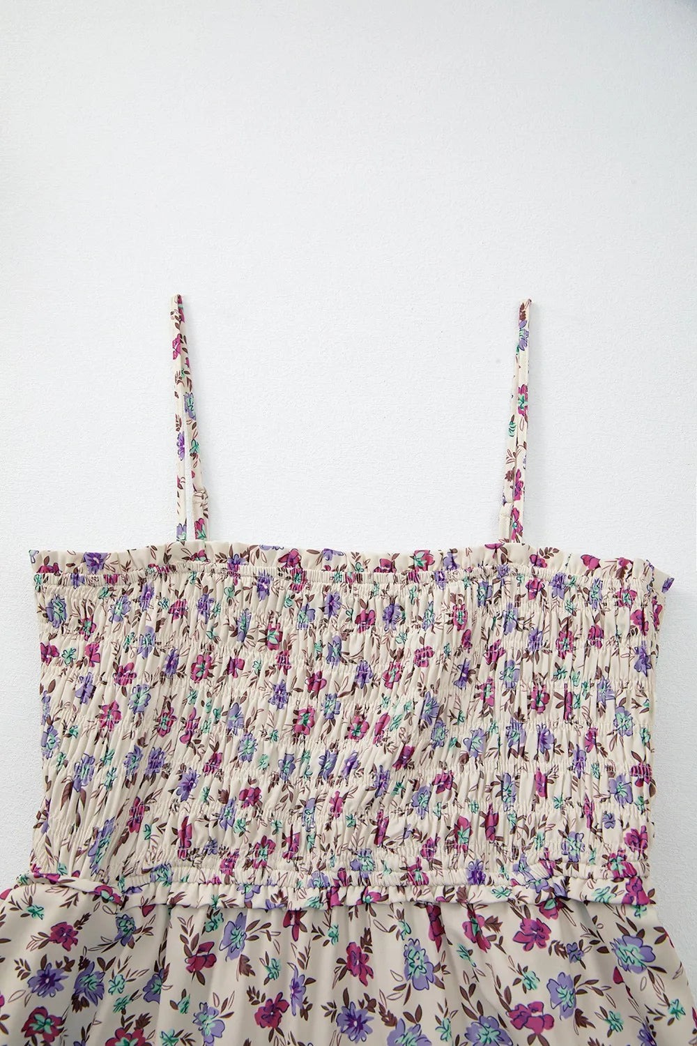 Multicolour Bohemian Ditsy Floral Smocked Fit Flare Sundress.