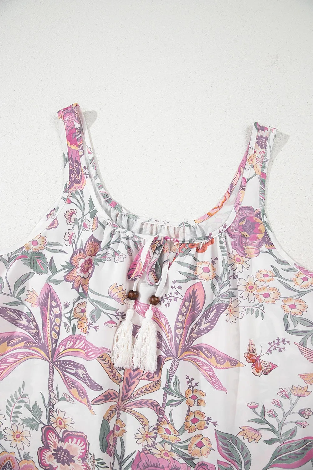Multicolour Floral Tie Neck Sleeveless Mini Dress.