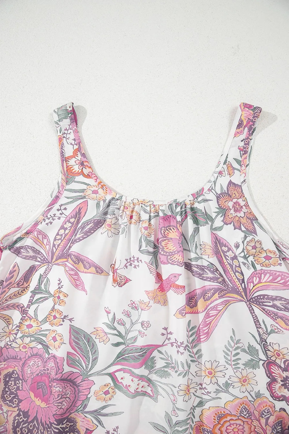 Multicolour Floral Tie Neck Sleeveless Mini Dress.
