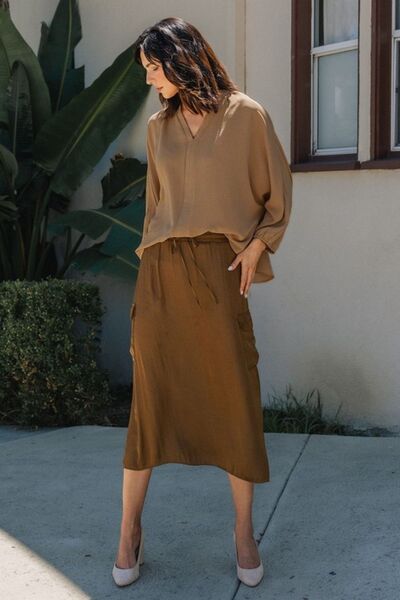 Annie Wear Notched Batwing Sleeve Blouse.