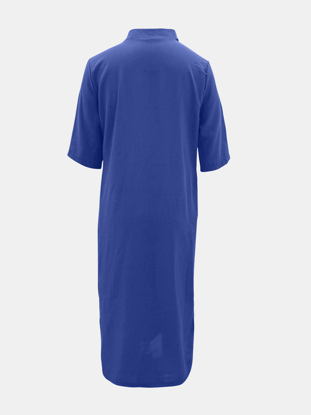 Plus Size Notched Half Sleeve Midi Dress.
