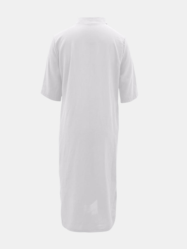 Plus Size Notched Half Sleeve Midi Dress.