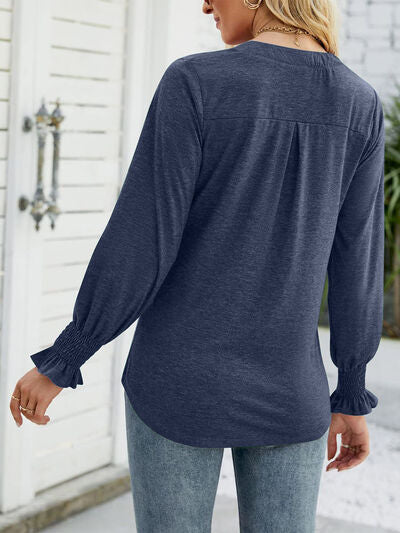 Notched Long Sleeve T-Shirt