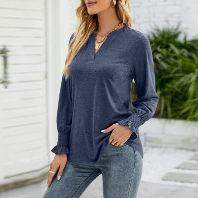 Notched Long Sleeve T-Shirt