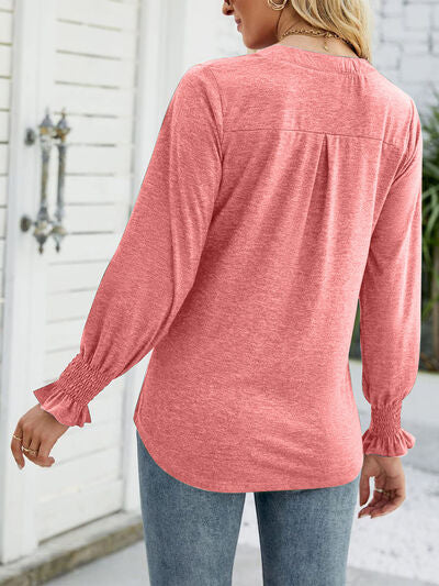 Notched Long Sleeve T-Shirt