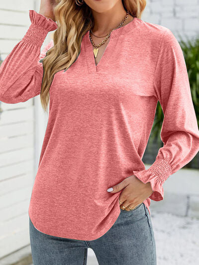 Notched Long Sleeve T-Shirt